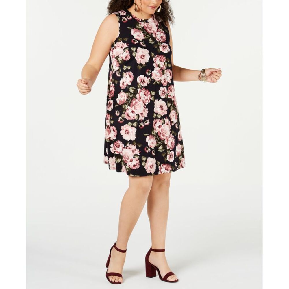 Bcx Plus Size Trendy Plus Size Sleeveless Floral Knit Dress